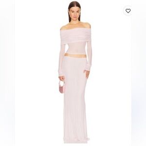 HELSA Sheer Knit Layered Maxi Skirt ballet pink sheer jersey As Is Revolve M